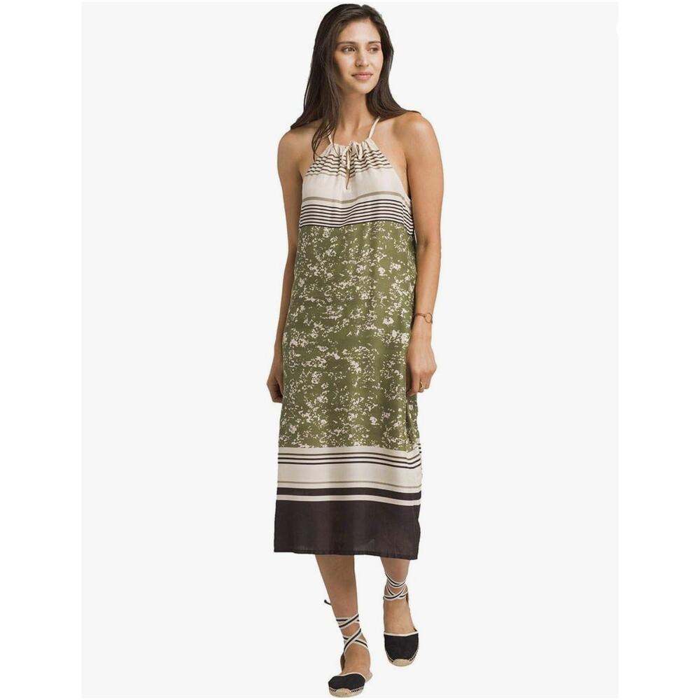 PrAna Midi Dress A-line SMALL Summer Parisol Halter Lenzing Modal Sage Green - Picture 2 of 10